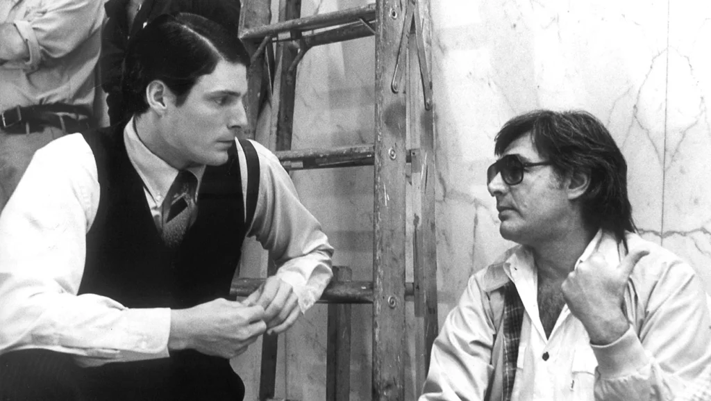 still of christopher reeve and richard donner in superman large picture